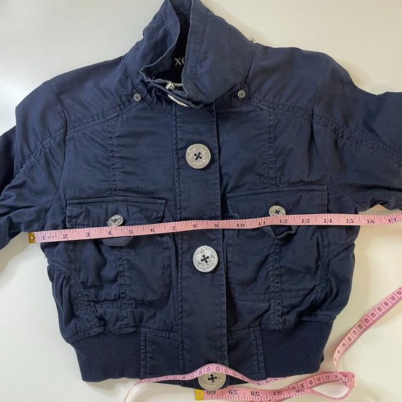 XOXO JEANS Womens S Cropped Blue Nautical Button Up Jacket Long Sleeve Y2K - Picture 5 of 6